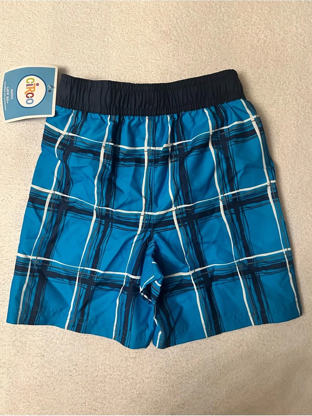 NWT Blue and Navy Plaid Swim Shorts Toddler Boys Size 3T